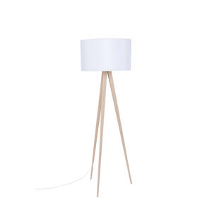 Tripod vloerlamp hout/wit 