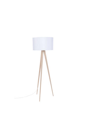 Tripod vloerlamp hout/wit 