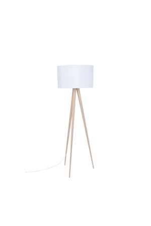 Tripod vloerlamp hout/wit