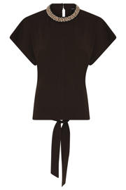 thumbnail: Bruuns Bazaar blouse met parels - donkerbruin