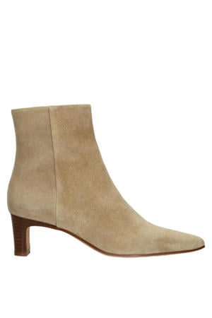 leren enkellaarzen beige