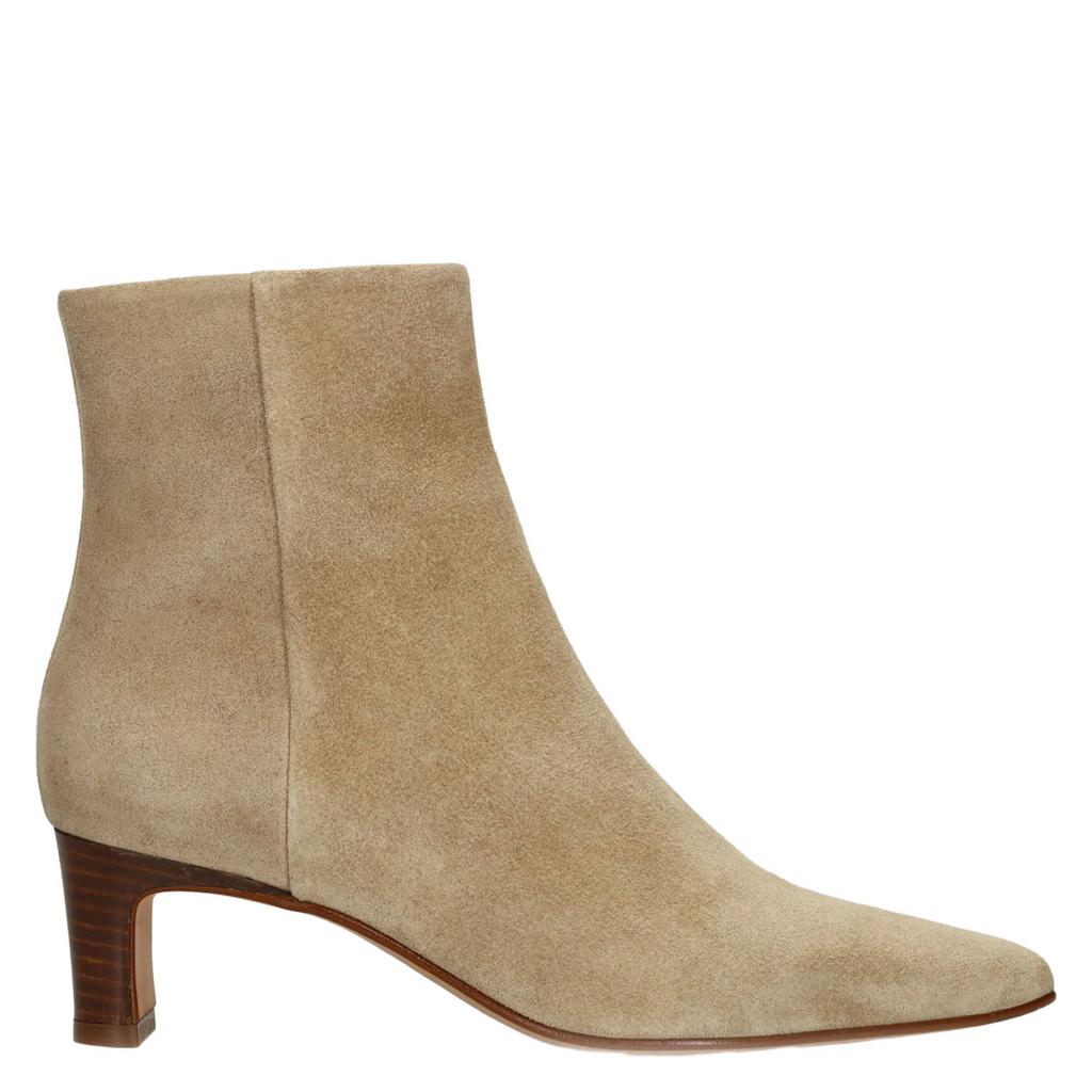 Beige dames Sacha leren enkellaarzen met ritssluiting