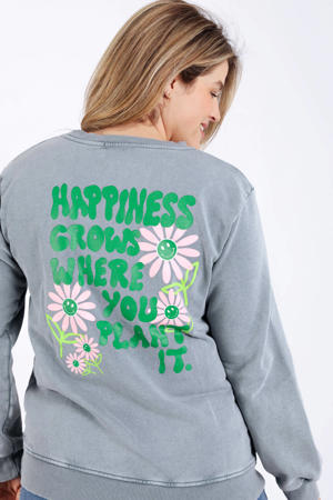 sweater met backprint grijs