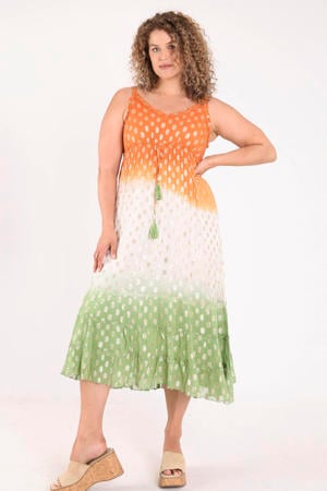 viscose midi jurk met print Plus Size - meerkleurig