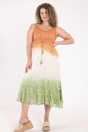 viscose midi jurk met print Plus Size - meerkleurig