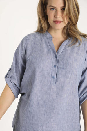 Ebifin Damestop met lange mouwen, ronde hals, losse tuniek met duimgaten, Zwart, XL