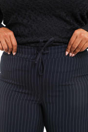 thumbnail: Paprika wide leg regular waist broek met krijtstreep blauw