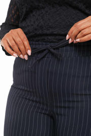 thumbnail: Paprika wide leg regular waist broek met krijtstreep blauw