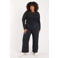 Paprika wide leg regular waist broek met krijtstreep blauw