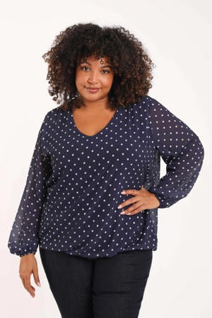 top met stippen blauw
