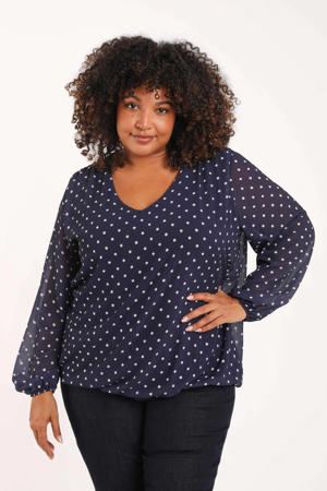 top met stippen blauw