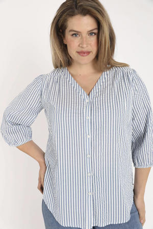 blouse met krijtstreep blauw