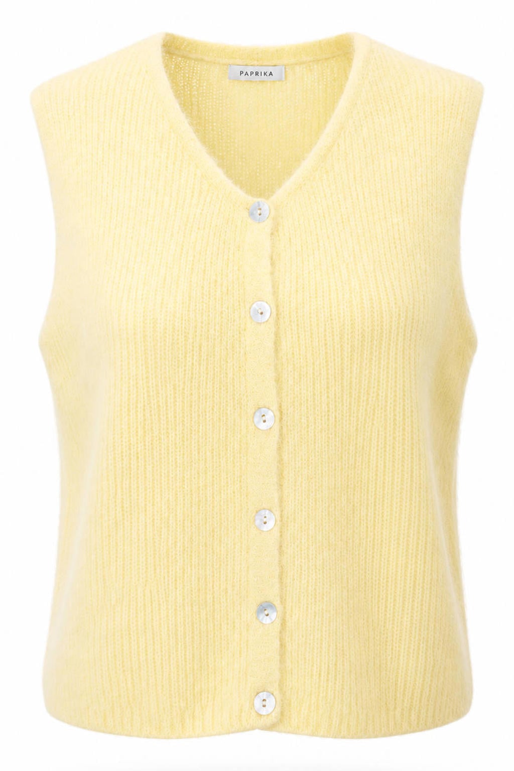 Gele dames Paprika gebreide gilet Plus Size van polyamide met effen en knoopsluiting
