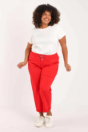 slim regular waist broek rood