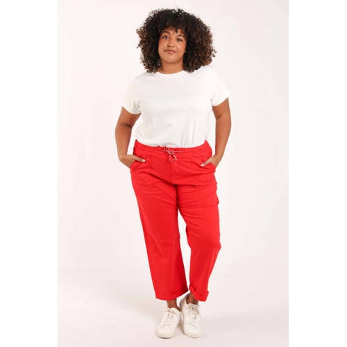 Paprika slim regular waist broek rood afbeelding