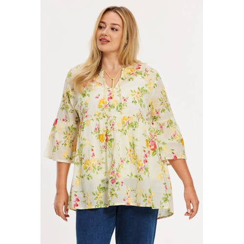 YOEK gebloemde tuniek multi afbeelding