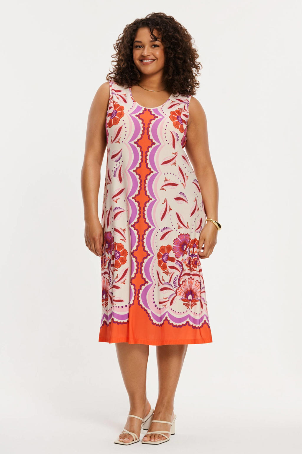 YOEK midi jurk met all-over print multi