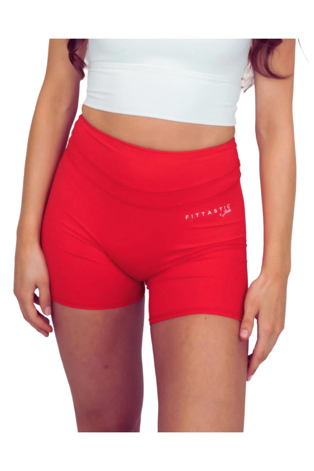 Rode dames Fittastic Sportswear sportshort van nylon met slim fit en regular waist