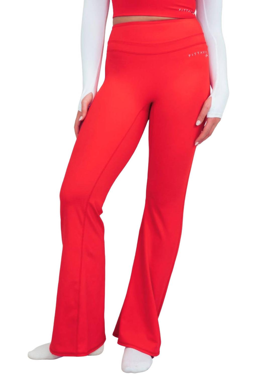 Rode dames Fittastic Sportswear sportlegging van nylon met flared pijpen en regular waist