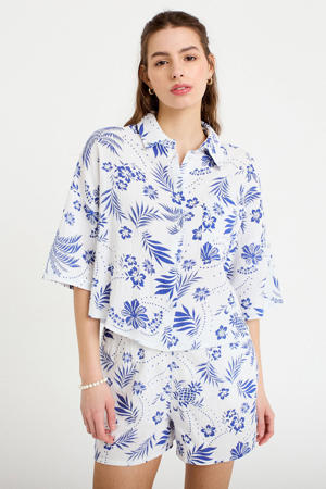 blouse wit/ blauw