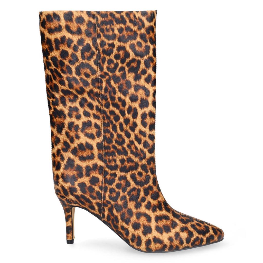 Beige en zwarte dames Sacha leren halfhoge laarzen van imitatieleer met panterprint