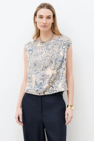 top met paisley print ecru
