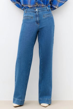 high waist flared jeans medium blue denim