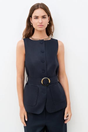 gilet met linnen marineblauw