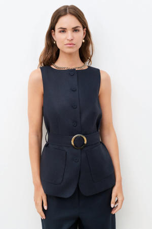 gilet met linnen marineblauw