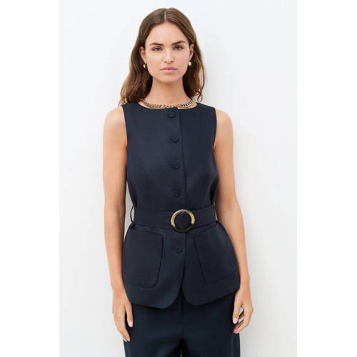 Caroll gilet met linnen marineblauw afbeelding