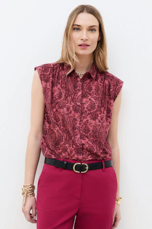 blouse met paisley print oudroze