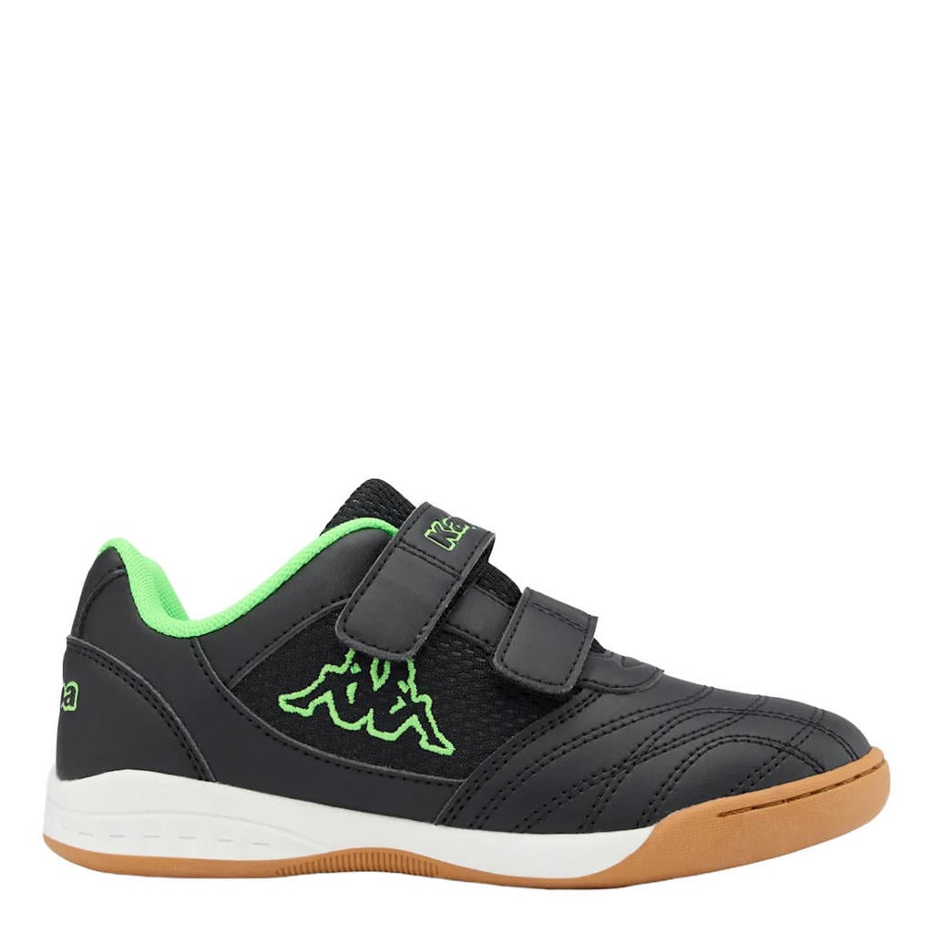 Zwart en groene jongens en meisjes Kappa imitatieleren sneakers - van rubber/synthetisch/textiel met veters