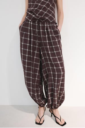 barrel/balloon geruite broek bruin