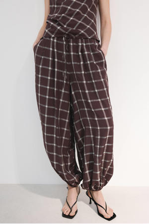 barrel/balloon geruite broek bruin