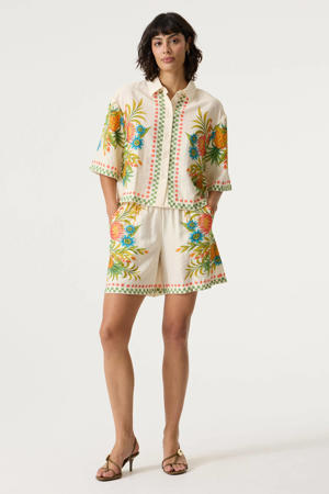 regular waist gebloemde casual short multi