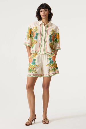 regular waist gebloemde casual short multi
