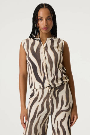 top met zebraprint ecru
