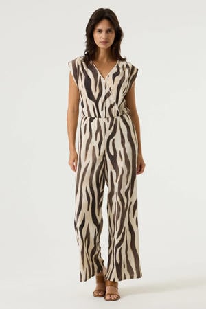 jumpsuit met zebraprint ecru