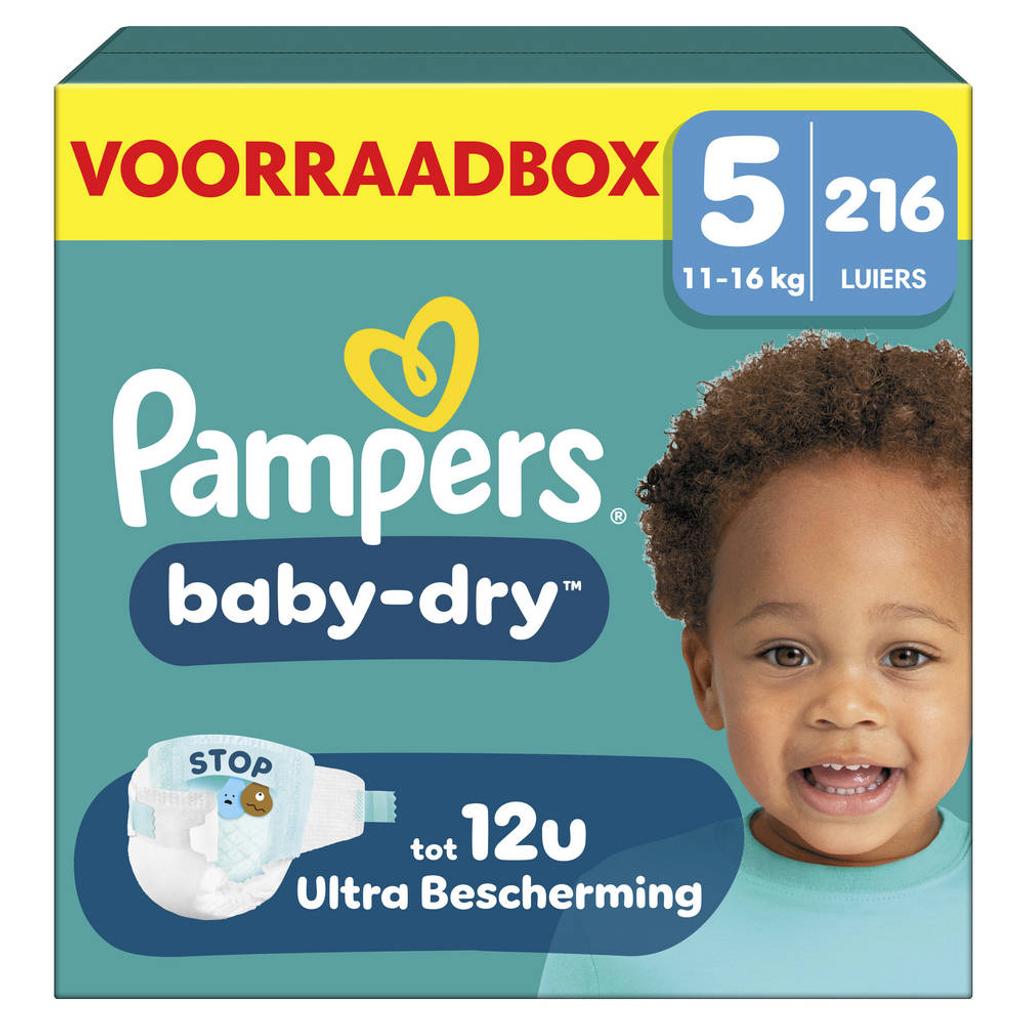 Pampers Baby-Dry Maat 5 voorraadbox 216 luiers