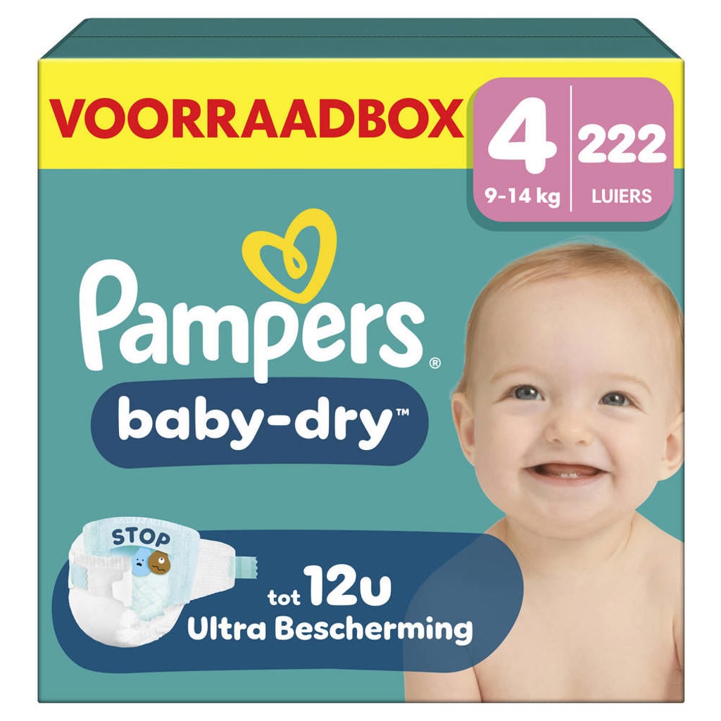 Pampers Baby-Dry Maat 4 voorraadbox 222 luiers