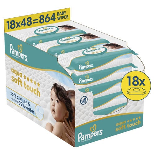 Pampers Aqua Soft Touch Baby Wipes - 18 x 48 stuks afbeelding