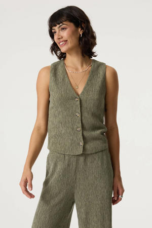 gilet met textuur - olijfgroen