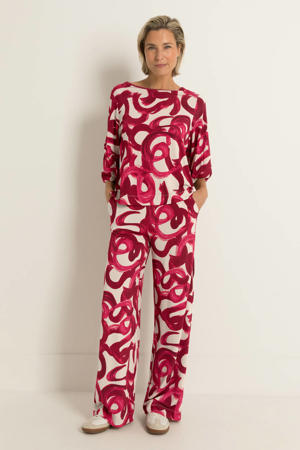 wide leg regular waist broek donkerrood