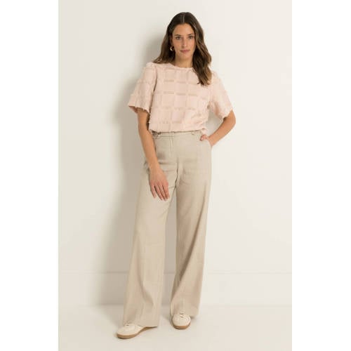 Claudia Sträter wide leg regular waist broek ecru afbeelding