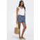 ONLY high waist casual short met krijtstreep medium blue denim