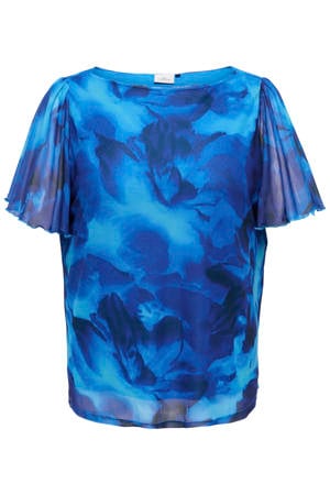gebloemde top blauw