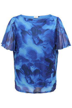 gebloemde top blauw