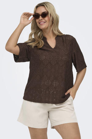 top broderie bruin