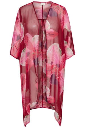 gebloemde regular blazer roze