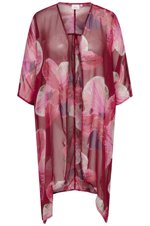 gebloemde regular blazer roze